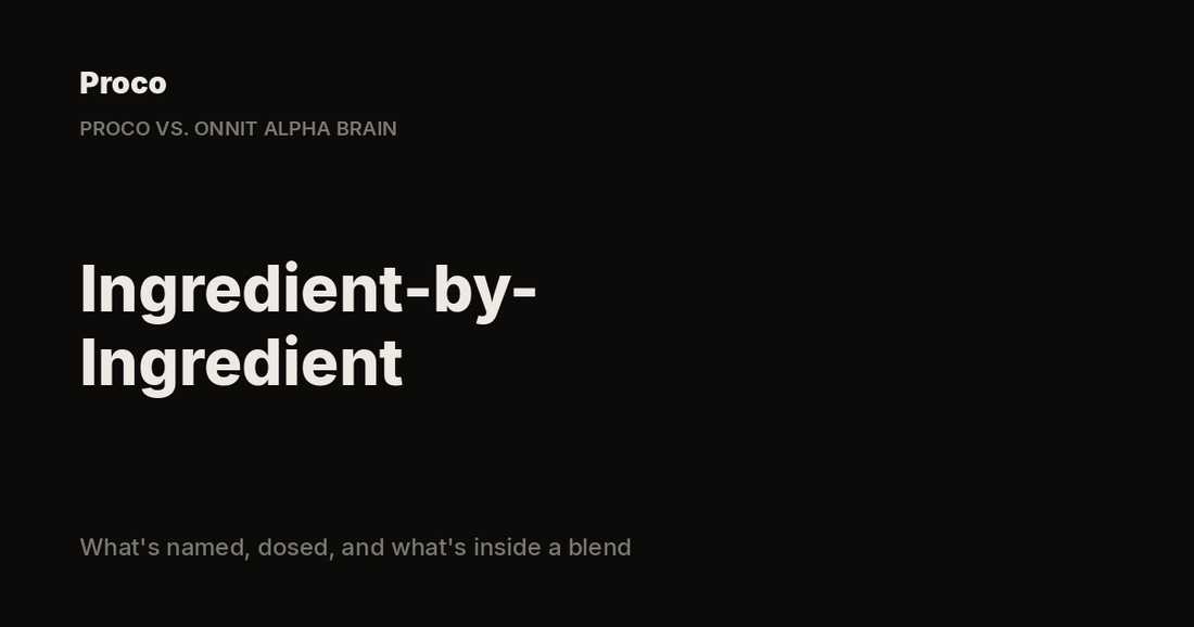 Proco vs. Onnit Alpha Brain — Ingredient-by-Ingredient