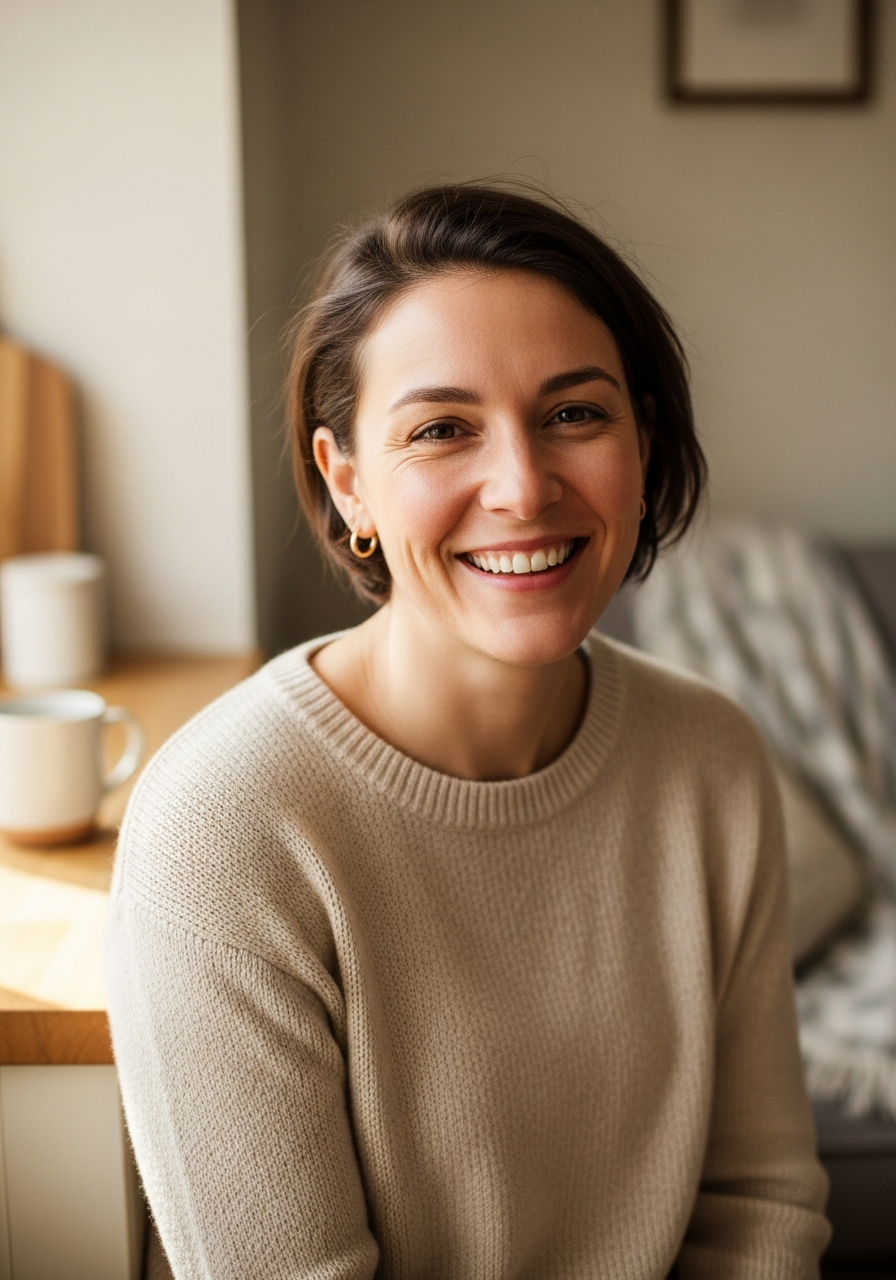 A person enjoying an everyday moment at home, reflecting on their health choices